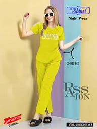 Yellow Dirty Fellow Summer Cotton Night Suit for Women