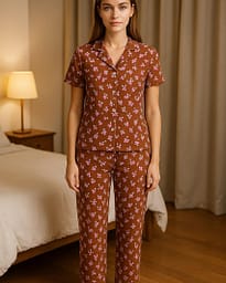 Printed Cherry Summer Lawn Night Dress