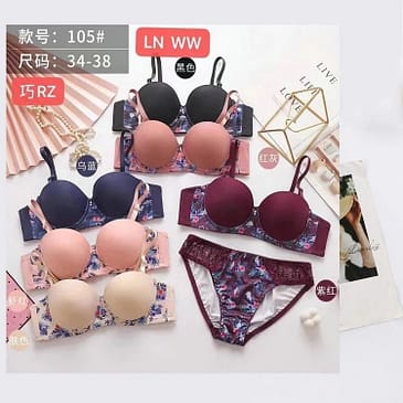 Floral Padded T-Shirt Bra Panty Set