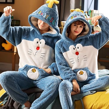 Doraemon Hooded Couple Night Dress