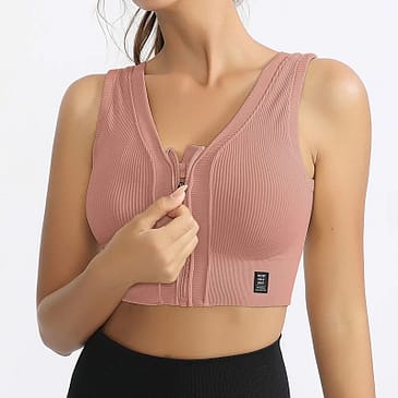 Sports Bra High Impact Front Zip Closure