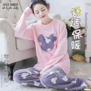 Winter Fleece Night Dress Soft Pink