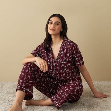 Beautiful Maroon Summer Lawn Night Dress