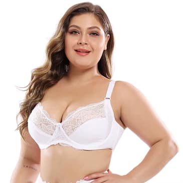 Plus Size Full Coverage Lace Bra - Underwire Support Up to DD Cup