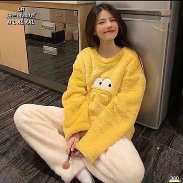 MSK Yellow and White Woolen Night Dress