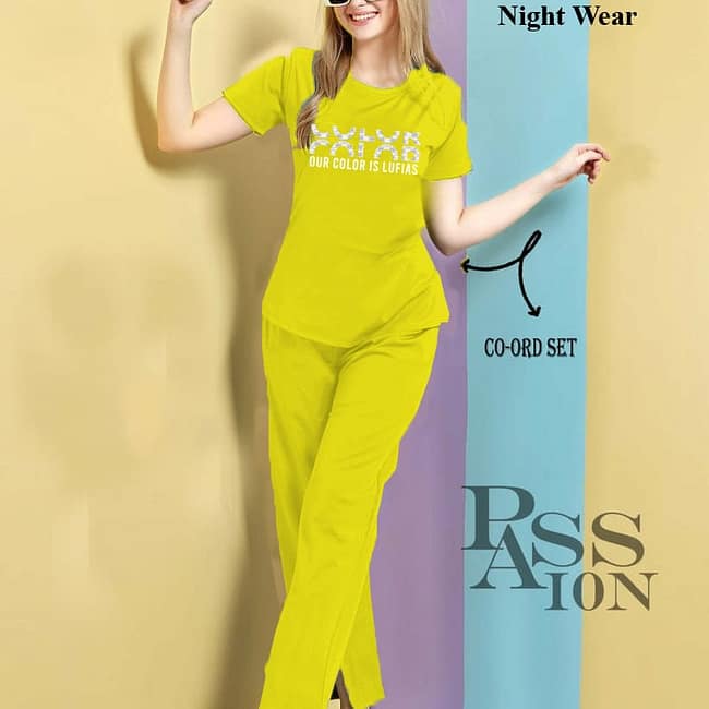 IMG-20250208-WA0109 Yellow Dirty Fellow Summer Cotton Night Suit for Women