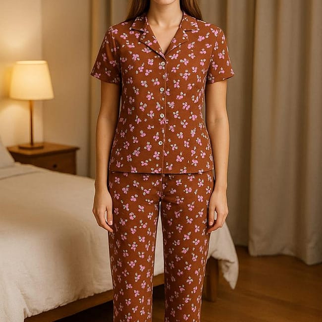 Printed Cherry Summer Lawn Night Dress