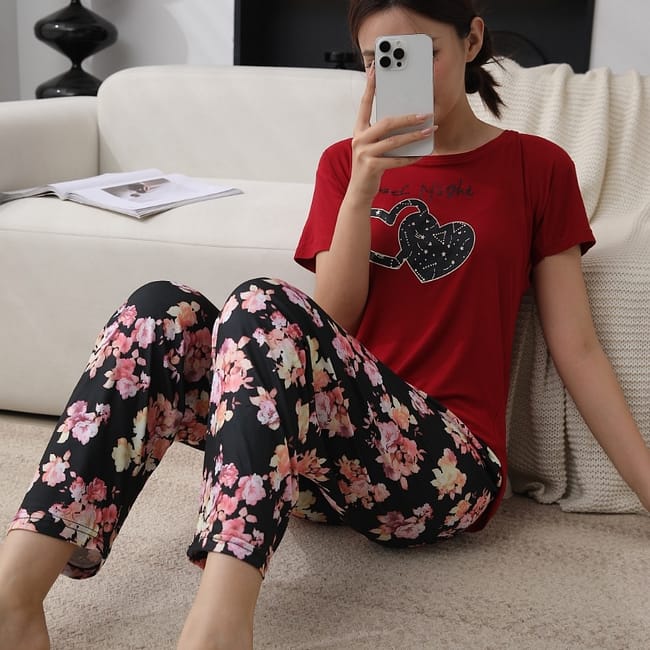 Casual PJ Suit for Ladies Summer Cotton Night Dress Casual PJ Suit for Ladies Summer Cotton Night Dress